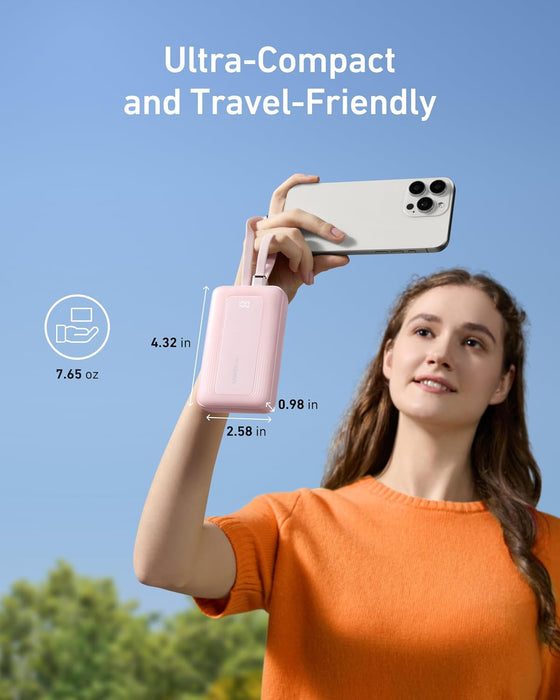 Anker Zolo Power Bank 10 000 mAh (A1680) – Carga Rápida 30 W con Cables Integrados Blanco - ibeamcl