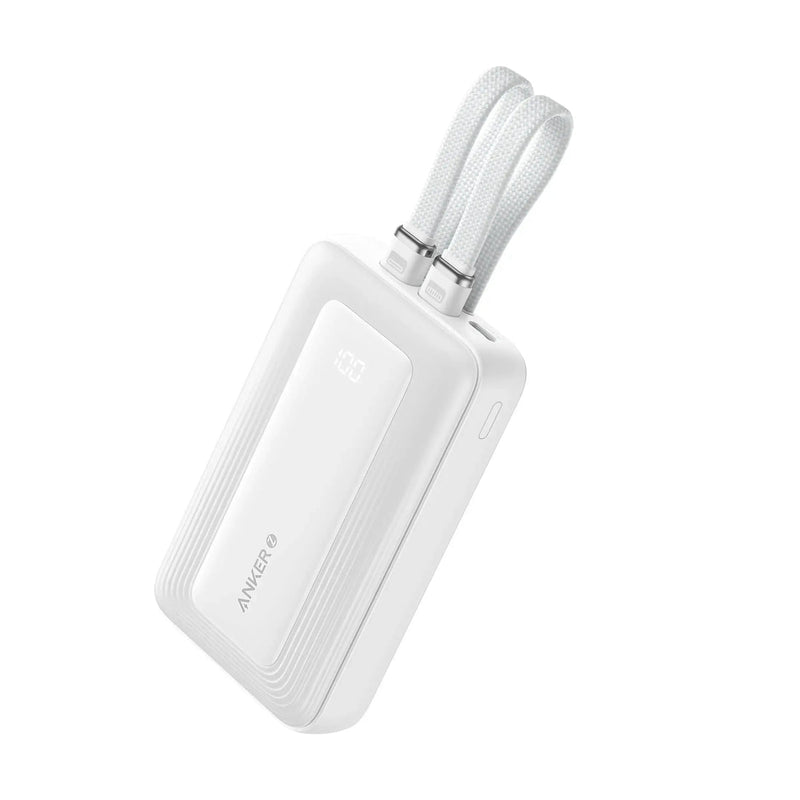 Anker Zolo Power Bank 10 000 mAh (A1680) – Carga Rápida 30 W con Cables Integrados Blanco - ibeamcl