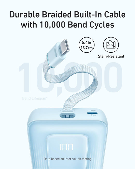 Anker Zolo Power Bank 10 000mAh (A1688) – Carga Rápida 30W con Cable USB-C Integrado - ibeamcl