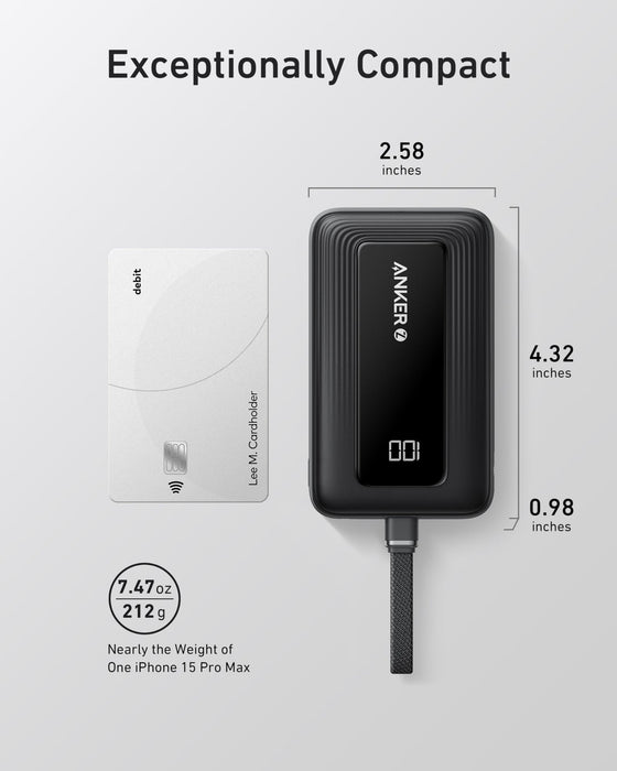 Anker Zolo Power Bank 10 000mAh (A1688) – Carga Rápida 30W con Cable USB-C Integrado - ibeamcl