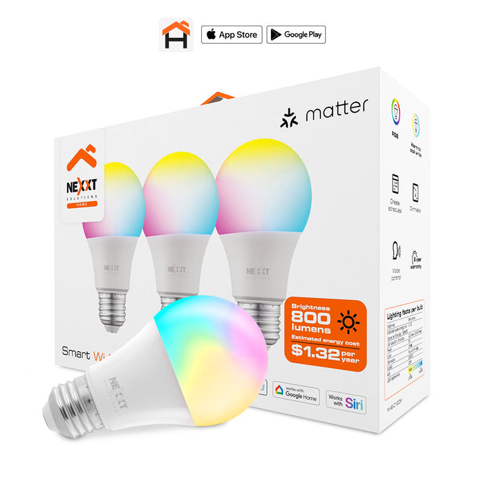 Ampolleta Led Inteligente Multicolor Nexxt Wifi 3 Unidades - ibeamcl