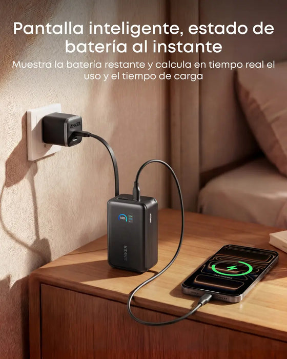 Anker Nano 10000mah Cable Retráctil 70cm, Carga Rápida 45W