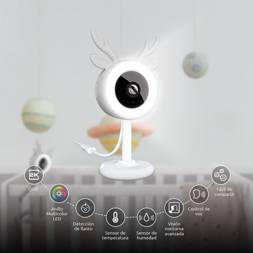 Nexxt Camara bebé inteligente 2K Wi-Fi, visión nocturna, detección de llanto - ibeamcl
