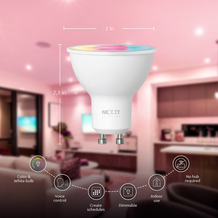 Ampolleta LED RGB Inteligente Nexxt Wi-Fi GU10 3 Unidades