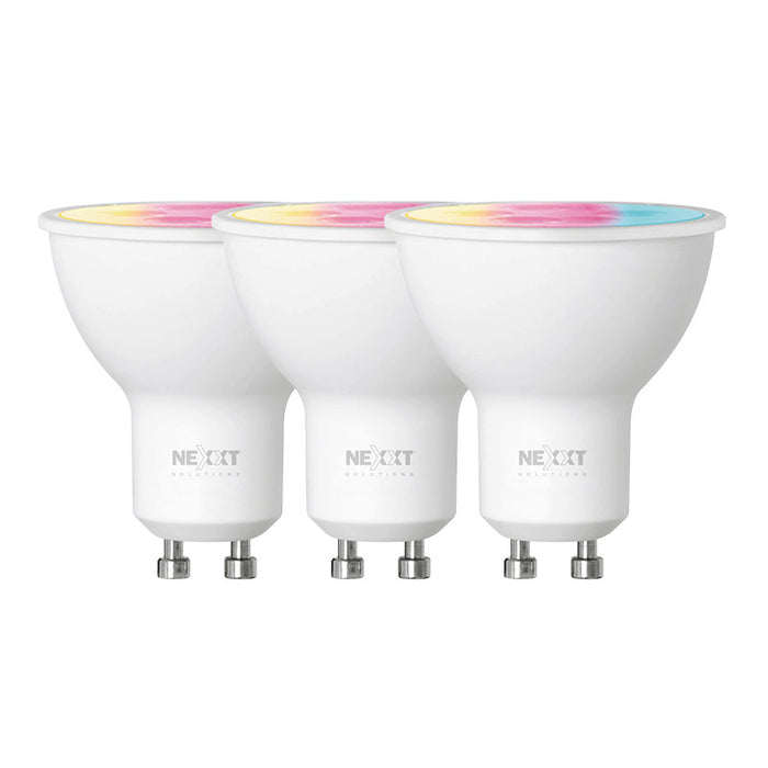 Ampolleta LED RGB Inteligente Nexxt Wi-Fi GU10 3 Unidades